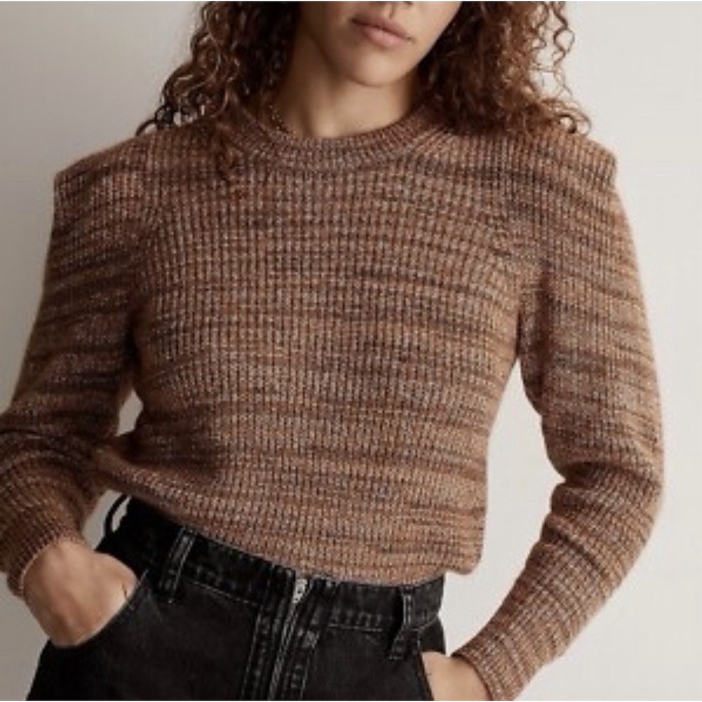 Madewell Wool Alpaca Blend Space Dyed Brown Pullover Sweater‎ Size XL